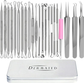 DERMATED 22 Pcs Blackhead Remover Tool Kit in metal case