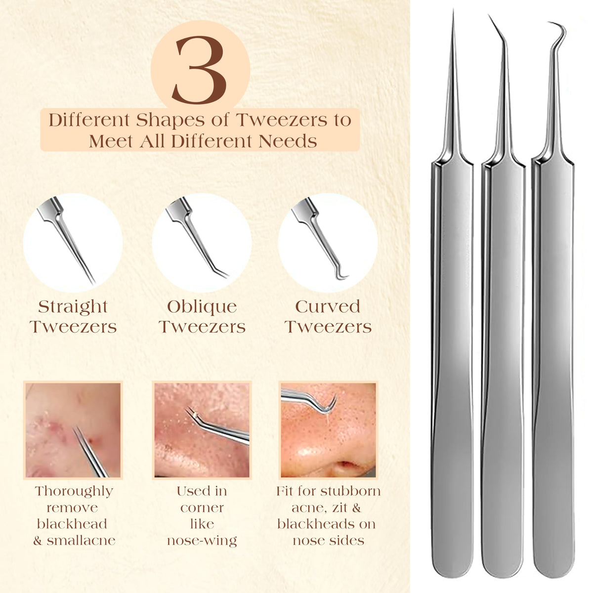 DERMATED blackhead extractor tools displayed on a white background