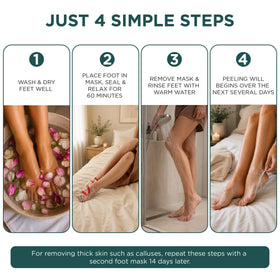 DERMORA Foot Peel Mask booties inside packaging