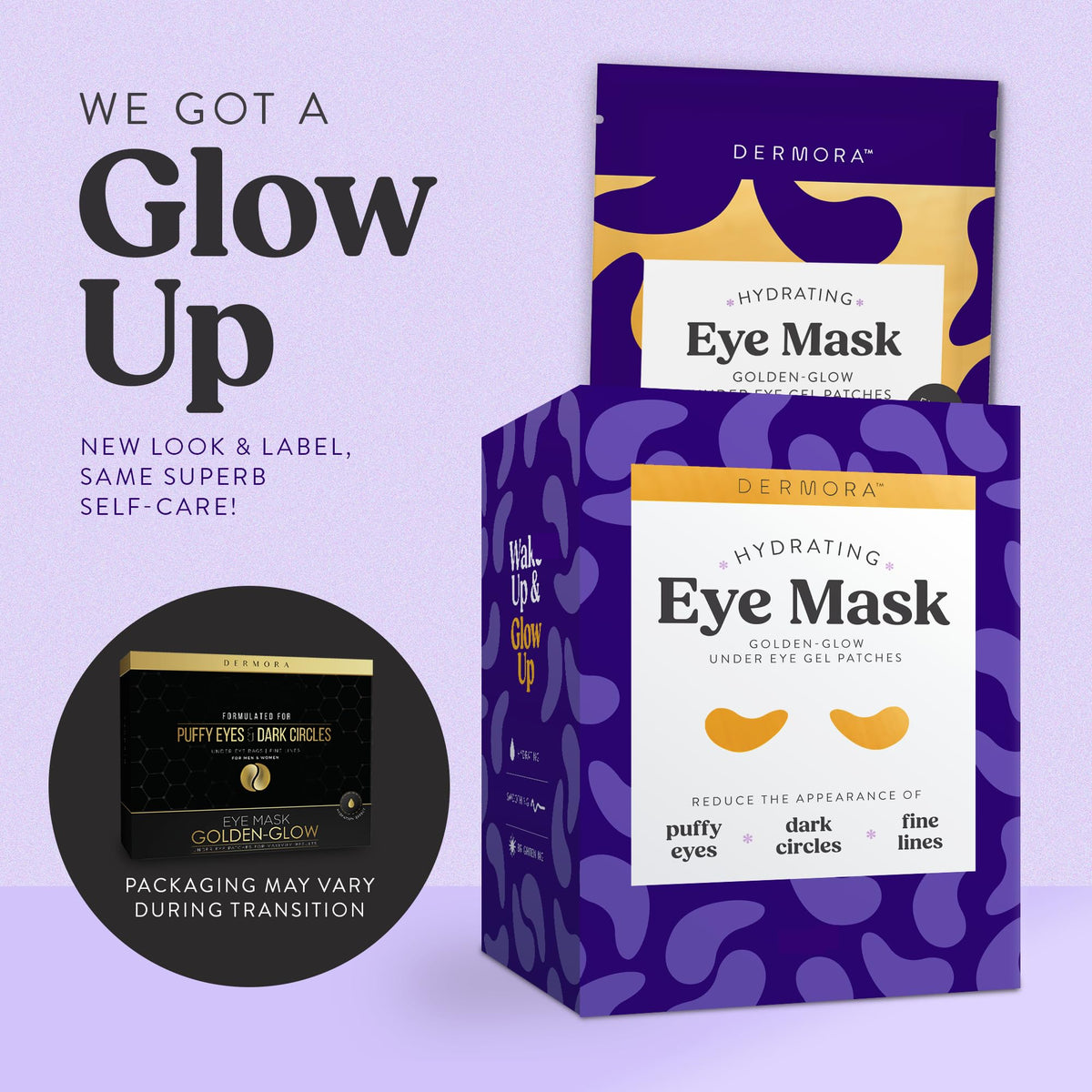 DERMORA Golden Glow Under Eye Patches application on model