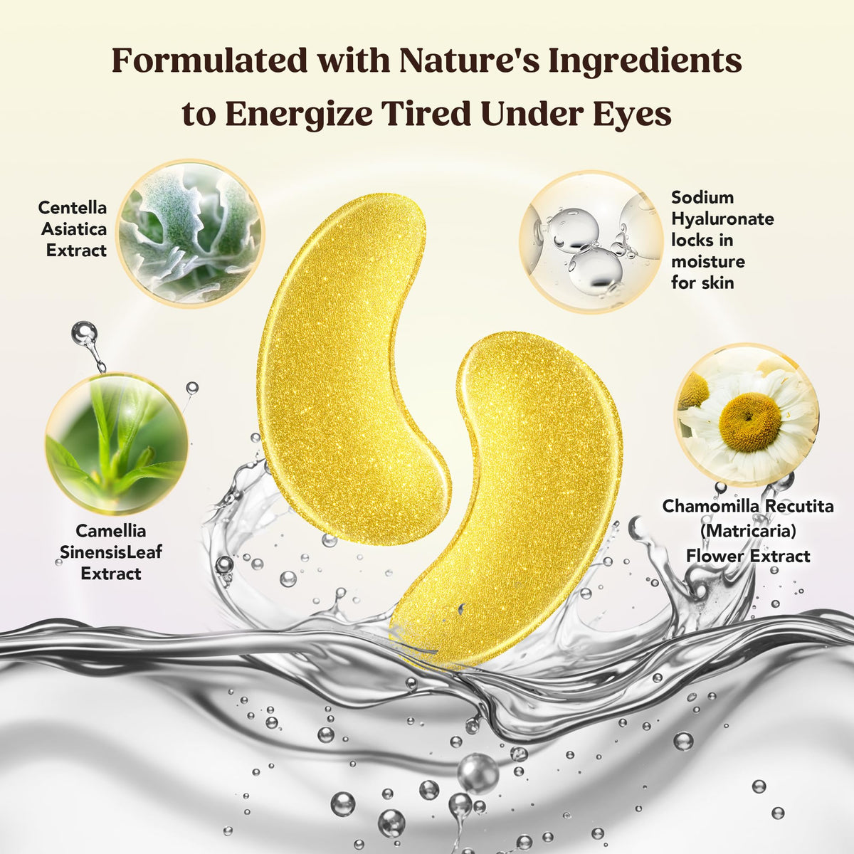 DERMORA Golden Glow Under Eye Patches in travel pouch
