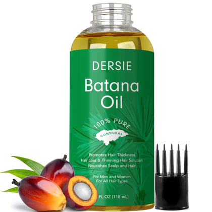 Dersie Batana Oil 4 fl oz bottle with massager applicator front view