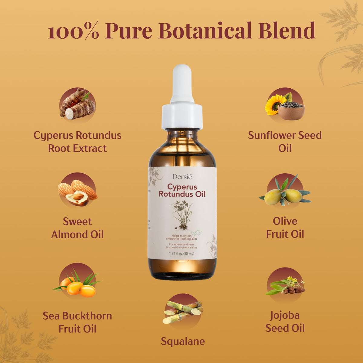 Dersie Cyperus Rotundus Oil showing application on skin