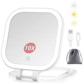 DESCHEN Travel Makeup Mirror with lights front view