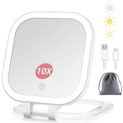 DESCHEN Travel Makeup Mirror with lights front view