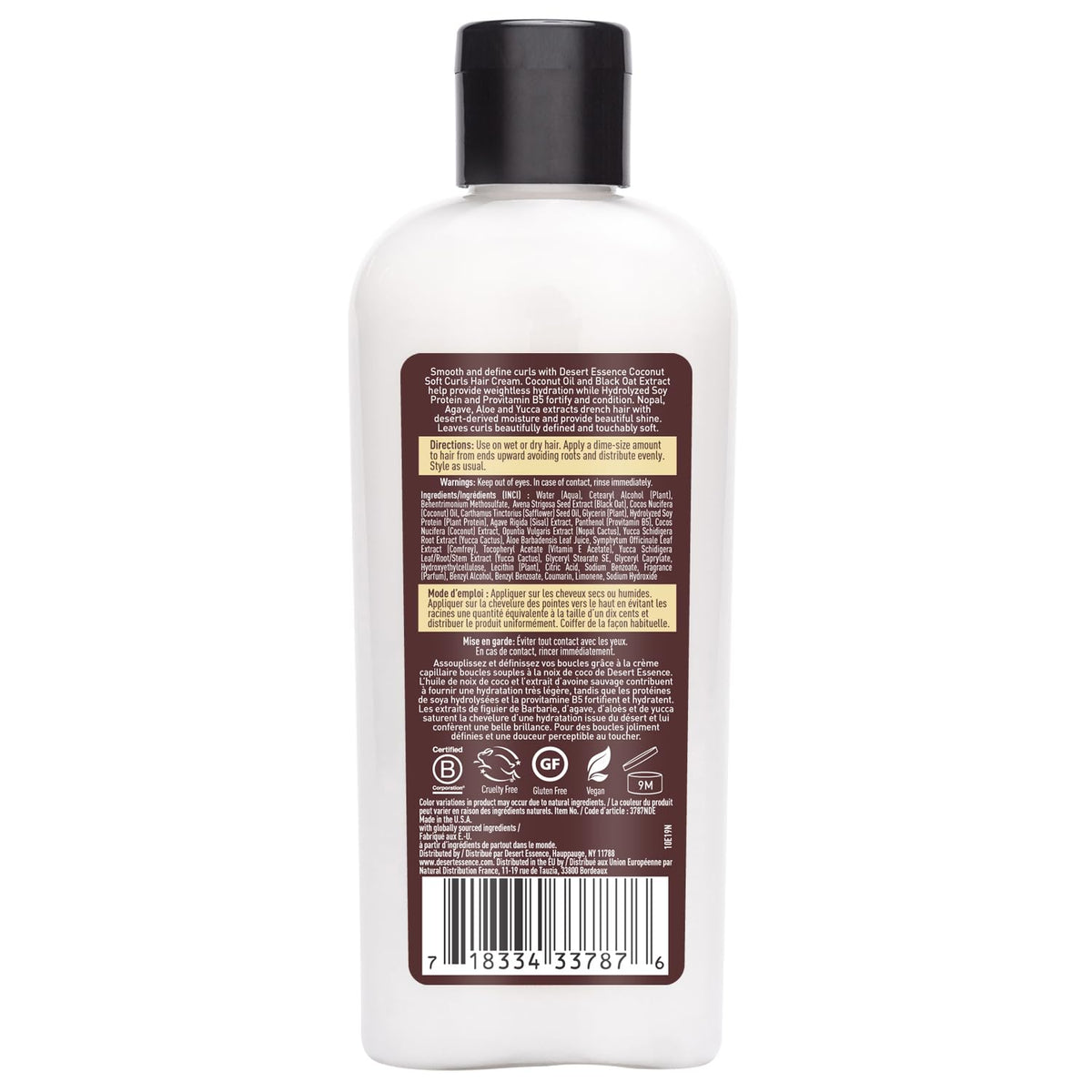 Desert Essence Coconut Soft Curls Hair Cream 200g side view