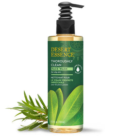 Desert Essence Thoroughly Clean Face Wash front view with tea tree oil