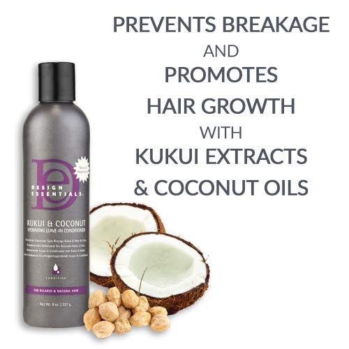 Design Essentials Kukui & Coconut Leave-In Conditioner 8 Oz with coconut and kukui nuts