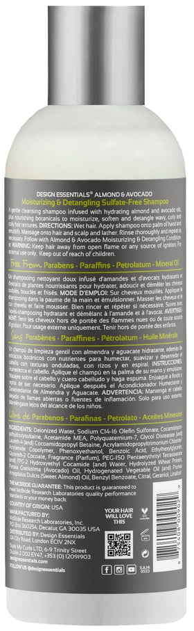 Design Essentials shampoo bottle with almond and avocado ingredients