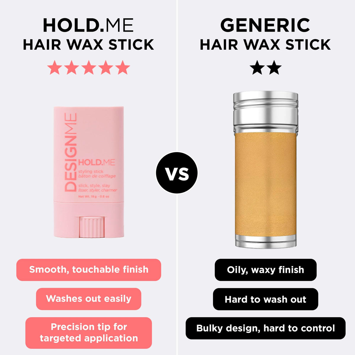Design.Me HOLD.ME Styling Stick on a vanity with other hair products