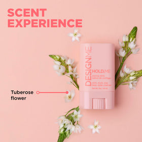Design.Me HOLD.ME Styling Stick side view with ingredients list