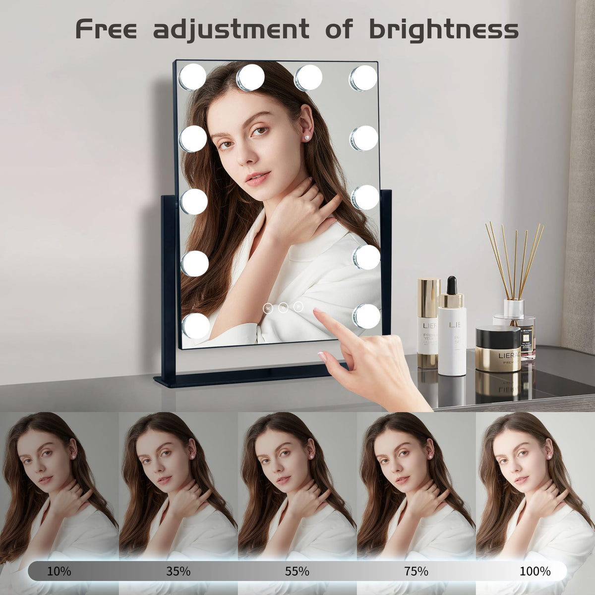 Detachable 10X magnifying mirror close-up on Kotdning Vanity Mirror