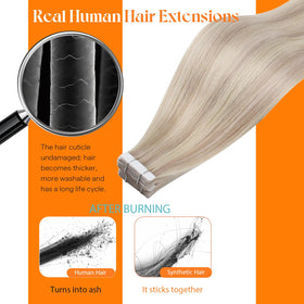 Detail of adhesive tape on Sunny Hair Blonde Tape in Hair Extensions