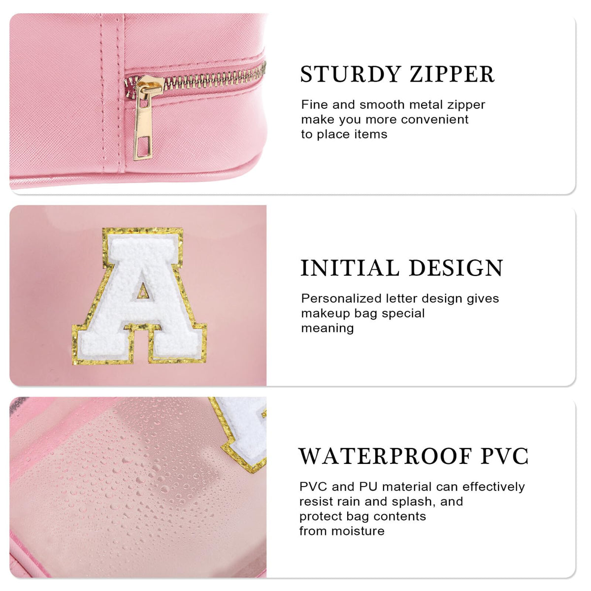 Detail of YOOLIFE Clear Makeup Bag showing zip closure