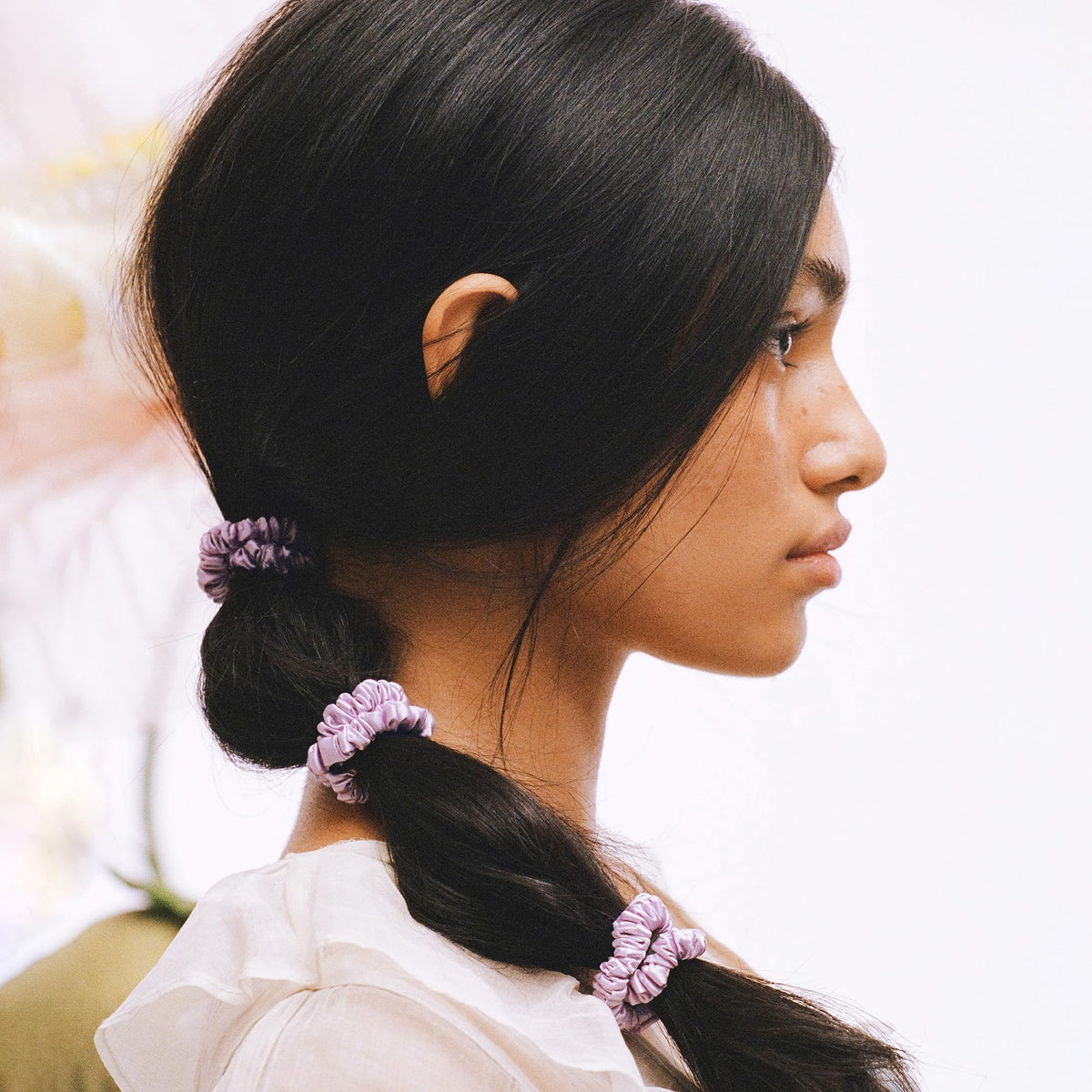 Detail view of SLIP Silk Hair Ties showing slipsilk texture