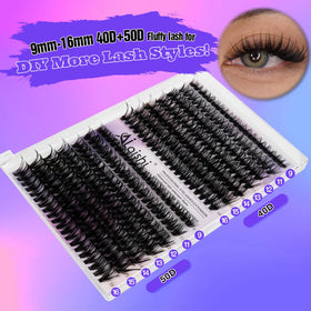 Detailed view of AILAISHI lash clusters with black band