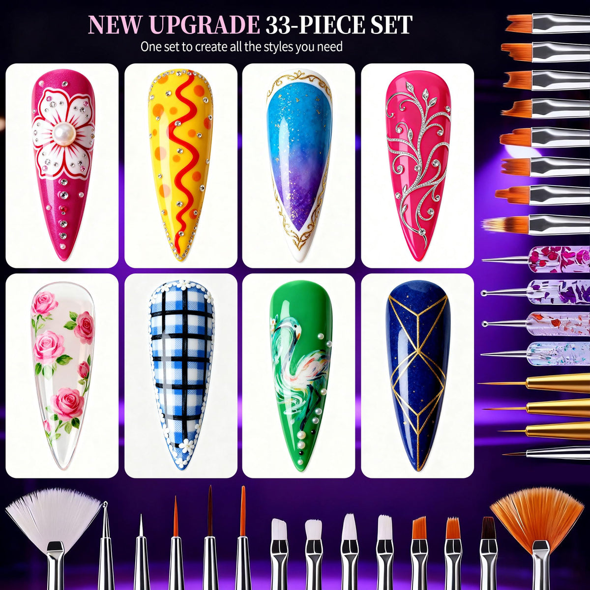 Detailed view of Artdone nail art liner pens