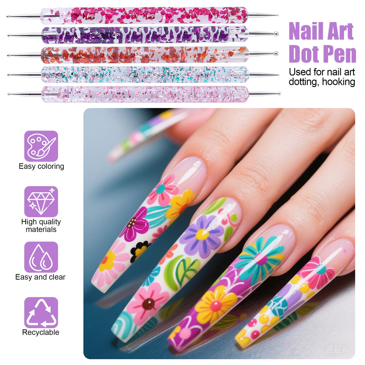 Detailed view of Artdone nail dotting tools