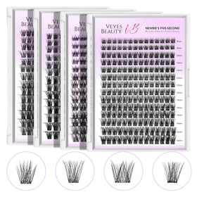 Detailed view of VEYESBEAUTY Bomb Lash Clusters in use