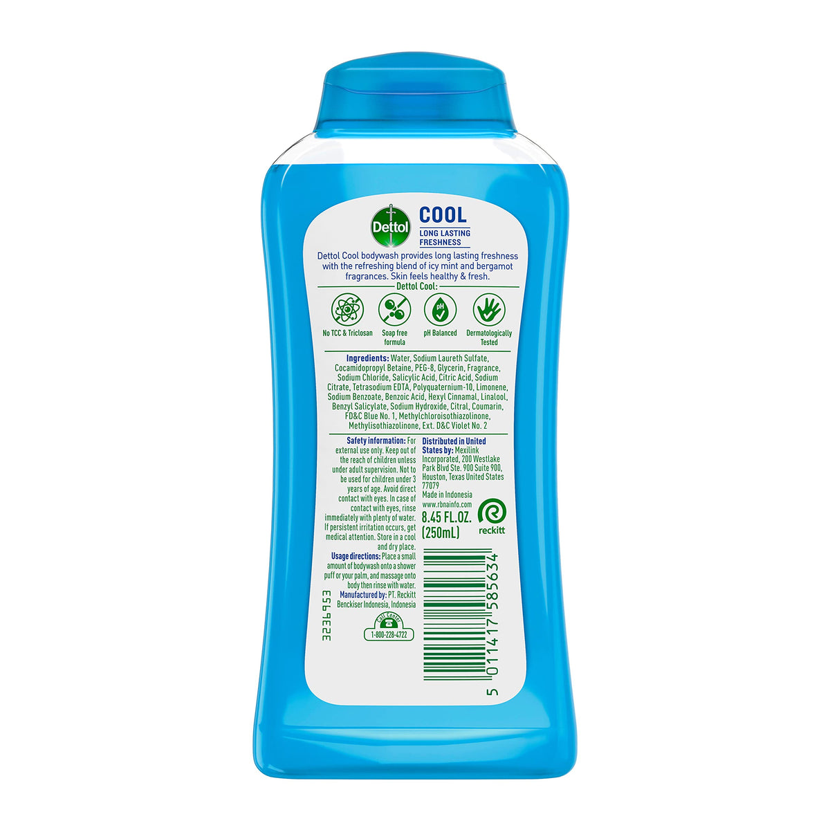 Dettol Cool Body Wash bottle side view