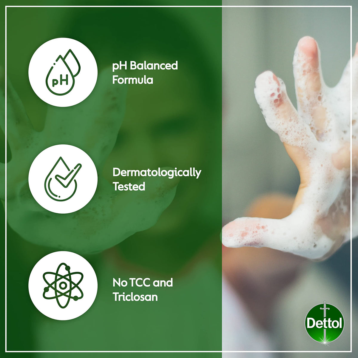 Dettol Cool Body Wash pour shot with mint leaves