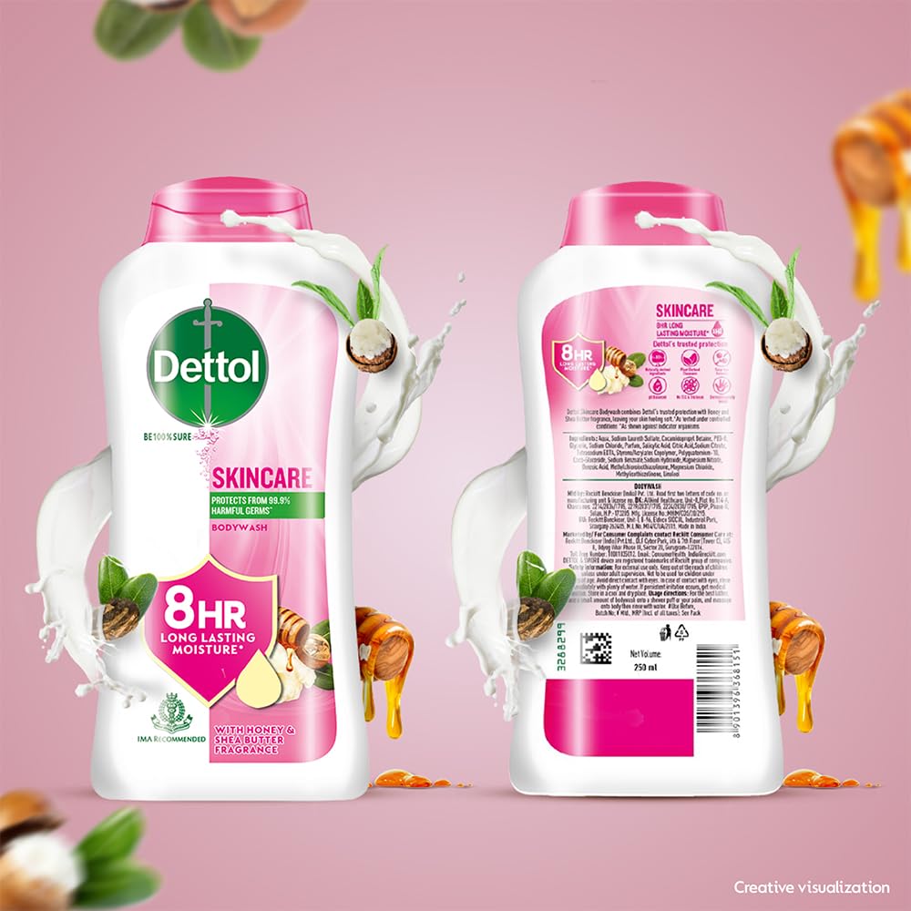 Dettol Nourish Body Wash 250ml back view