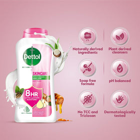 Dettol Nourish Body Wash 250ml label and ingredients
