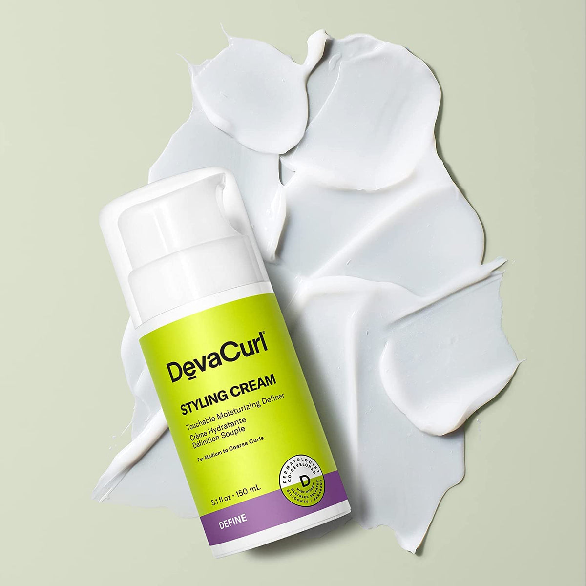 DevaCurl Styling Cream 5.1 fl. oz back view with ingredients