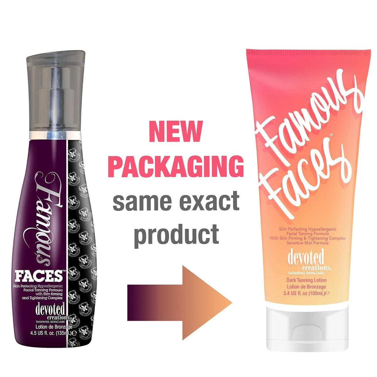 Devoted Creations Famous Faces Facial Tanning Lotion packaging