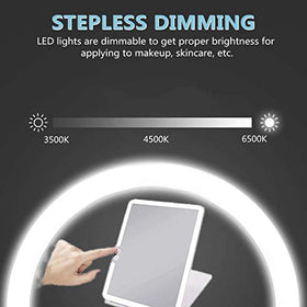 deweisn Folding Lighted Makeup Mirror in natural light mode