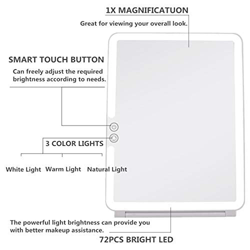 deweisn Folding Lighted Makeup Mirror with touch control feature