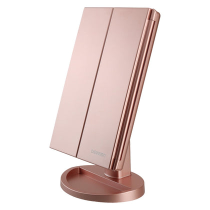 deweisn Tri-Fold Lighted Vanity Mirror front view with LED lights
