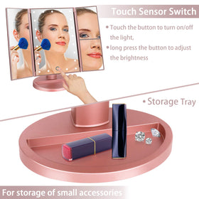 deweisn Tri-Fold Lighted Vanity Mirror with 3X magnification detail