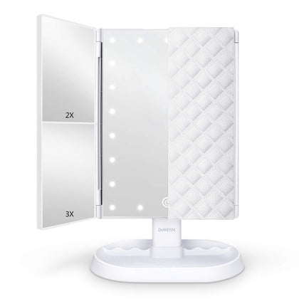 deweisn Trifold Lighted Makeup Mirror front view with 21 LEDs