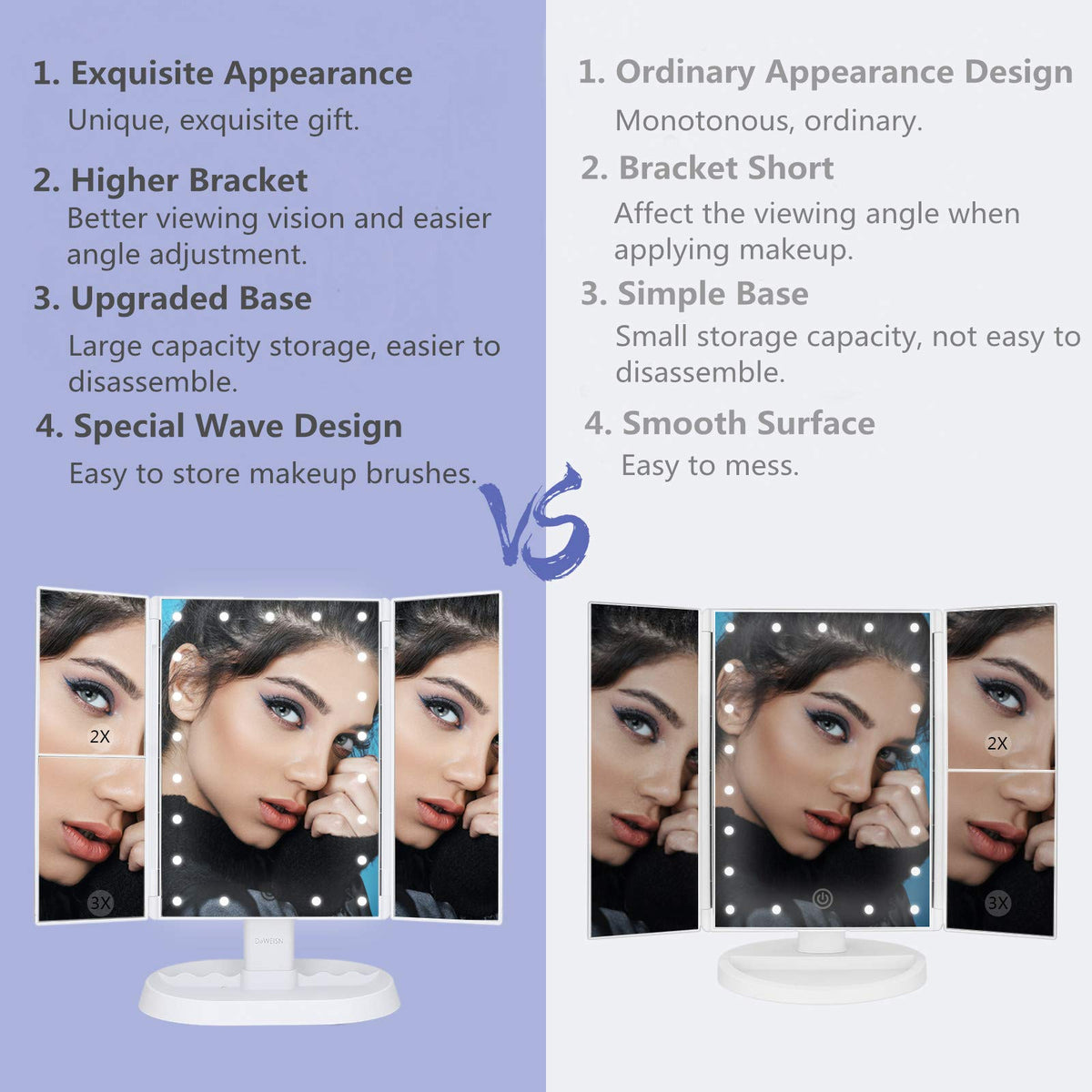 deweisn Trifold Lighted Makeup Mirror in a lifestyle setting