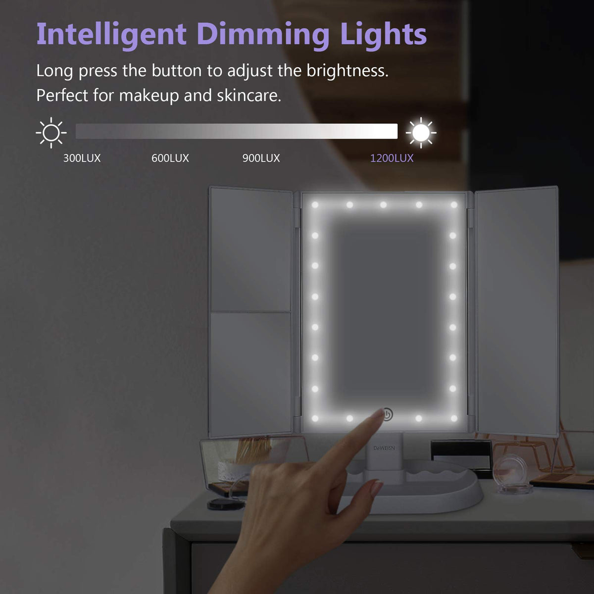 deweisn Trifold Lighted Makeup Mirror with USB cable included