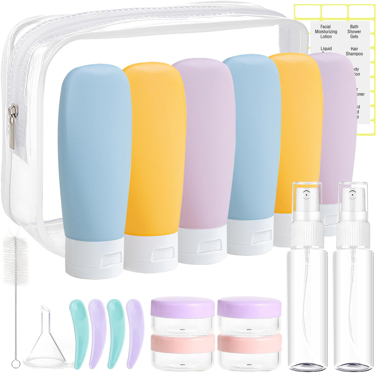 DEWSENSI 20 Pack Travel Bottles Set with transparent bag