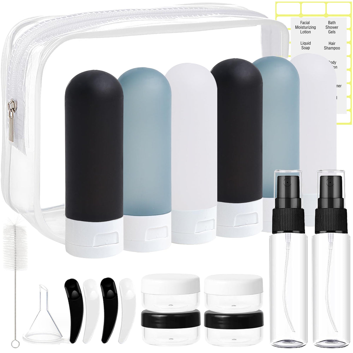 DEWSENSI 20 Pack Travel Bottles Set with TSA-compliant bag