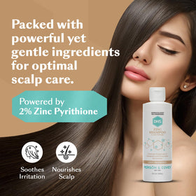 DHS Zinc Shampoo 8 oz with a shower background