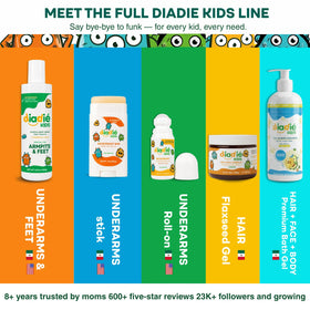 DIADIÉ Kids Natural Deodorant Roll-On and Castile Soap lifestyle scene with kids