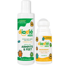 DIADIÉ Kids Natural Deodorant Roll-On and Castile Soap pack front view