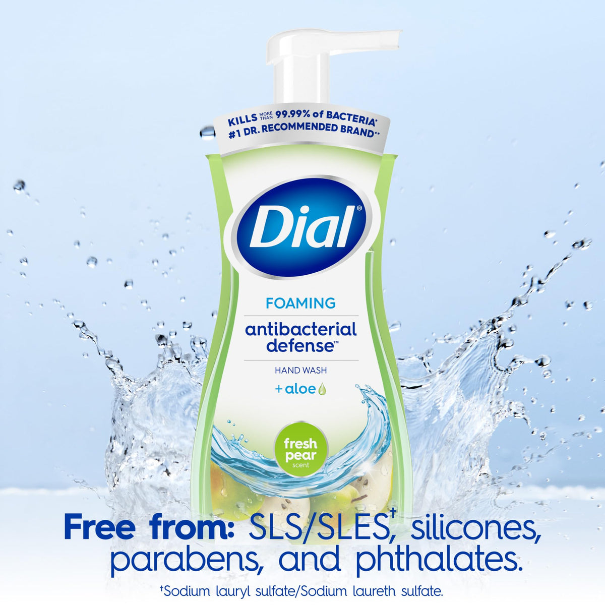 Dial Antibacterial Foaming Hand Soap Fresh Pear 7.5 Fl Oz with aloe vera ingredients