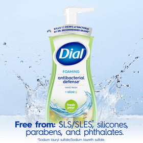 Dial Antibacterial Foaming Hand Soap Fresh Pear 7.5 Fl Oz with aloe vera ingredients