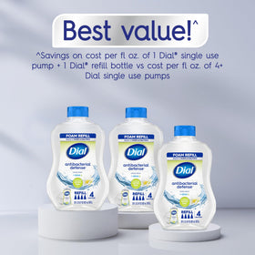 Dial Antibacterial Foaming Hand Soap in a bathroom setting