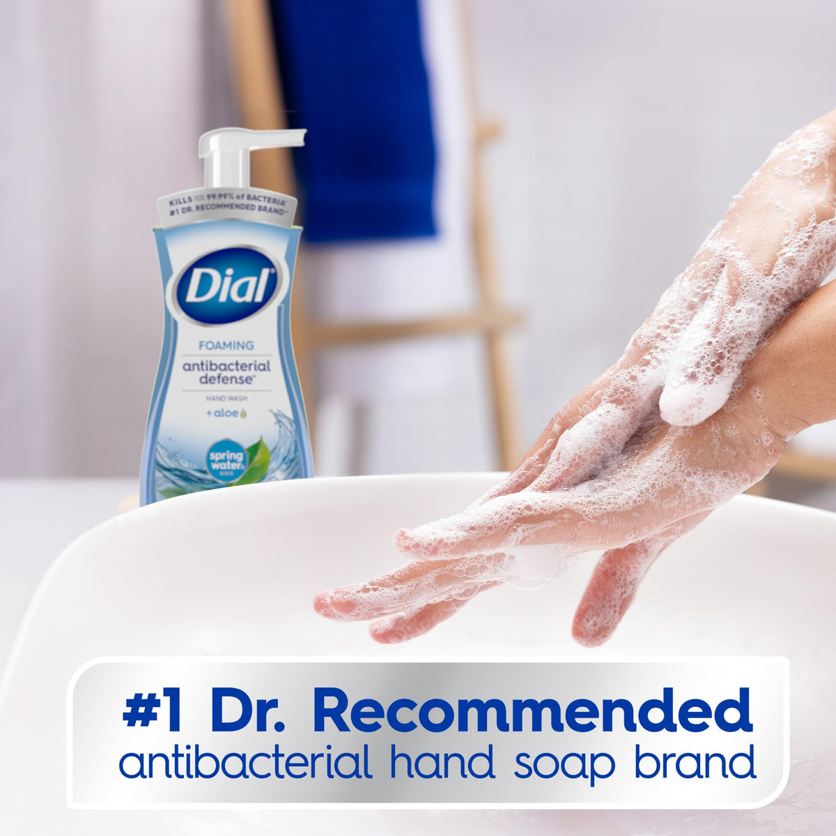 Dial Antibacterial Foaming Hand Soap side view showing pump
