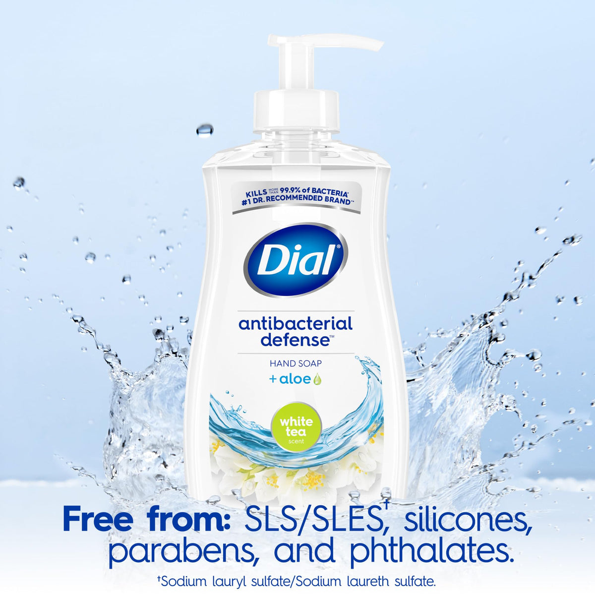 Dial Antibacterial Liquid Hand Soap White Tea label details