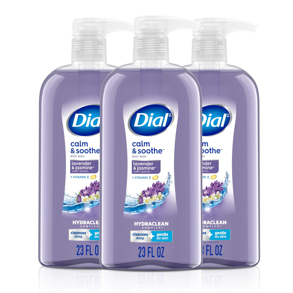 Dial Body Wash Calm & Soothe Lavender Jasmine 3-Pack front view