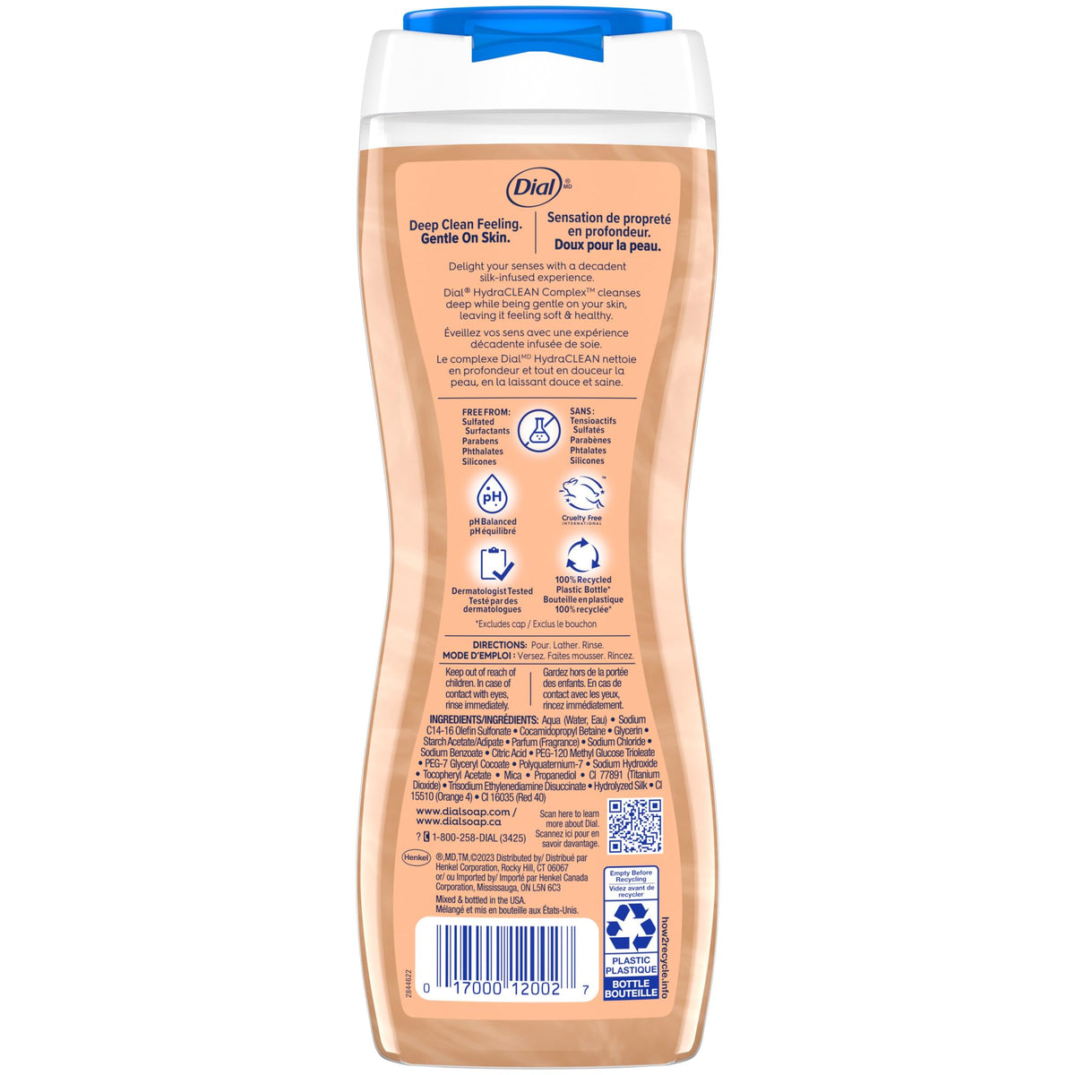 Dial Body Wash Silk & Seaberry packaging with seaberry elements