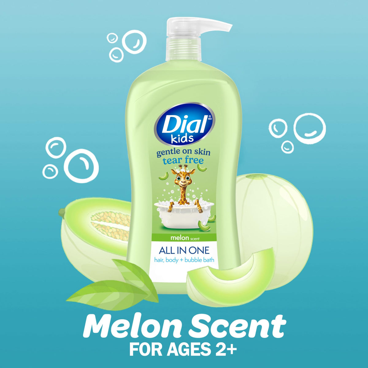 Dial Kids Body Wash in a bathroom setting during bath time