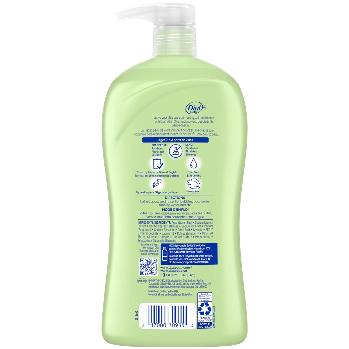 Dial Kids Body Wash lathering on a child's hand